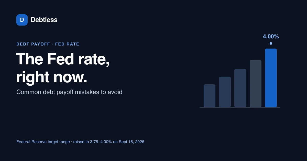 An illustrated rate dial next to a credit card statement, showing a Federal Reserve rate change reaching a bill