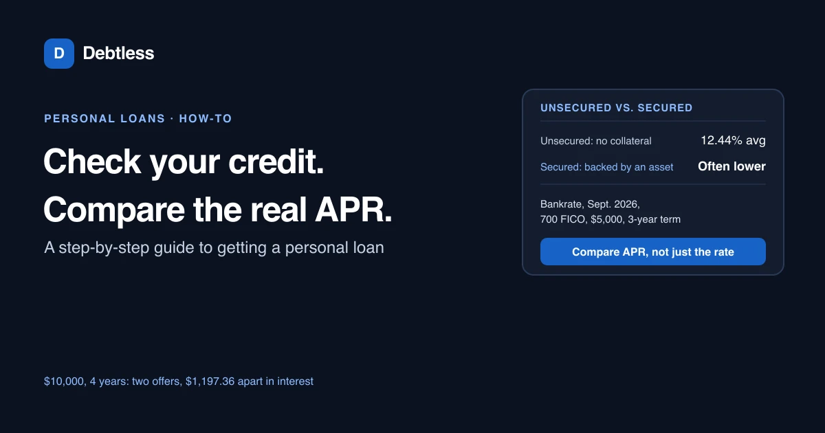 A checklist comparing a secured and an unsecured personal loan side by side